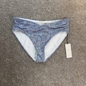 Calia Swim Bottom Womens Large Blue Wave Stripe Mid Rise Bikini Lined UPF 50+